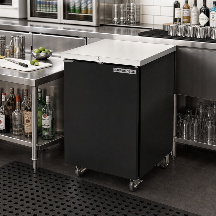 Product image #2 for Beverage-Air BB24HC-1-F-B Refrigerated Back Bar Storage Cabinet, One-Section, 24-Inch Wide, Solid Door, Black Exterior, Stainless Steel Top