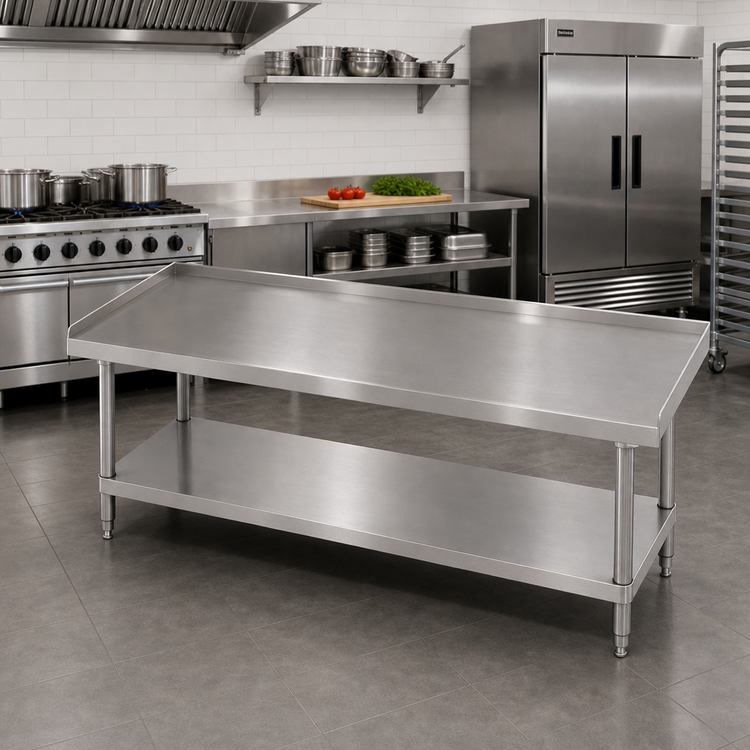 Product image #2 for Advance Tabco Special Value Series Stainless Steel Equipment Stand with Adjustable Undershelf, 72" W x 30" D x 25" H