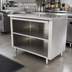 Thumbnail image #2 for Advance Tabco 84-Inch x 24-Inch Stainless Steel Underbar Work Table with Open Front Cabinet Base and Mid-Shelf