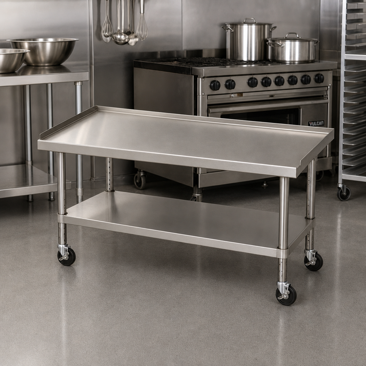 Product image #2 for Advance Tabco Stainless Steel Equipment Stand with Adjustable Undershelf and Casters, 24 x 30 x 25 Inches