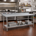 Thumbnail image #2 for Eagle Group Budget Series 144-Inch x 36-Inch 430 Stainless Steel Work Table with 4-1/2-Inch Backsplash and Adjustable Undershelf