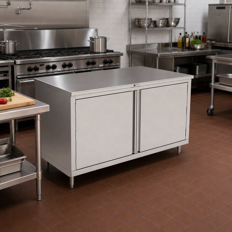 Product image #2 for John Boos 48" x 24" Enclosed Work Table with Cabinet Base and Hinged Doors