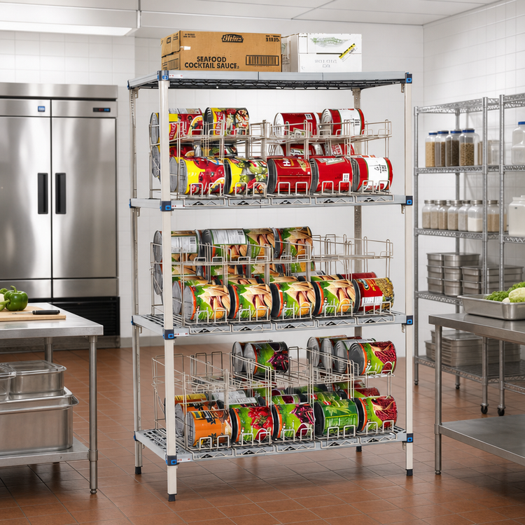 Product image #2 for MetroMax Q Stationary Can Rack Storage System, 24 x 48 x 74 Inches, for #5 and #10 Cans