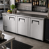 Thumbnail image #2 for True Three-Section Back Bar Cooler with Solid Doors, 90-3/8 Inch Wide, Stainless Steel Top