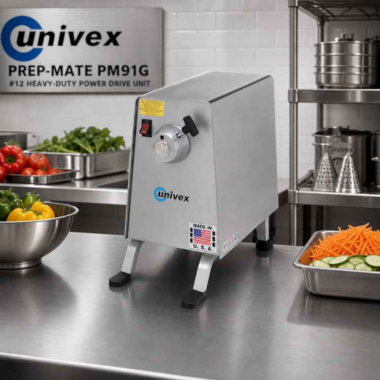 Product image #2 for Univex Prep-Mate PM91G #12 Heavy-Duty Countertop Power Drive Unit with Extended Legs