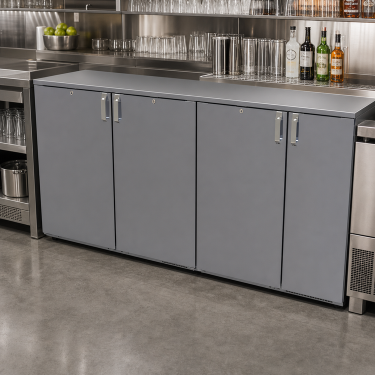Product image #2 for Glastender CS1RB80 Shallow Depth Remote Back Bar Cooler, One-Zone, Bar Profile, 80 Inch, 4-Section