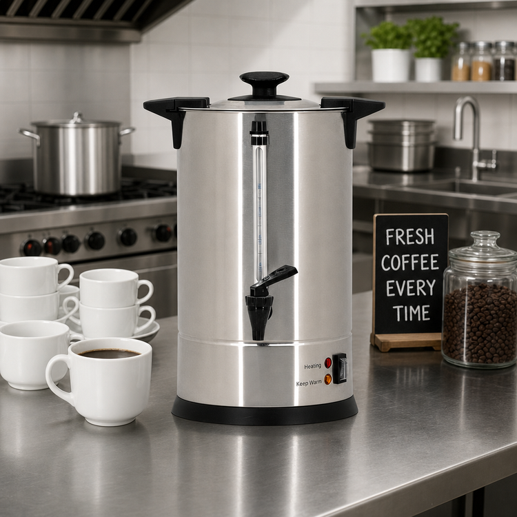 Product image #2 for Omcan Commercial Coffee Percolator, 1.66 Gallon, 43 Cups/Hour, Stainless Steel