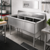Thumbnail image #2 for John Boos B-Series 3-Compartment Floor Sink with 14-Inch Deep Bowls, 59-1/8 Inch W x 23-1/2 Inch D x 44 Inch H, 16-Gauge Stainless Steel