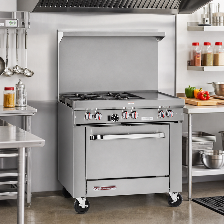 Product image #2 for Southbend S-Series 36-Inch Gas Restaurant Range with 1/2-Inch Thermostatic Griddle and Cabinet Base