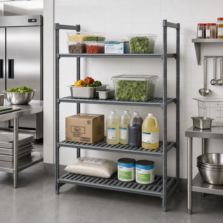 Product image #2 for Cambro Camshelving Basics Plus 4-Tier Vented Add-On Polymer Shelving Unit, 21 x 30 x 64 Inches, Brushed Graphite