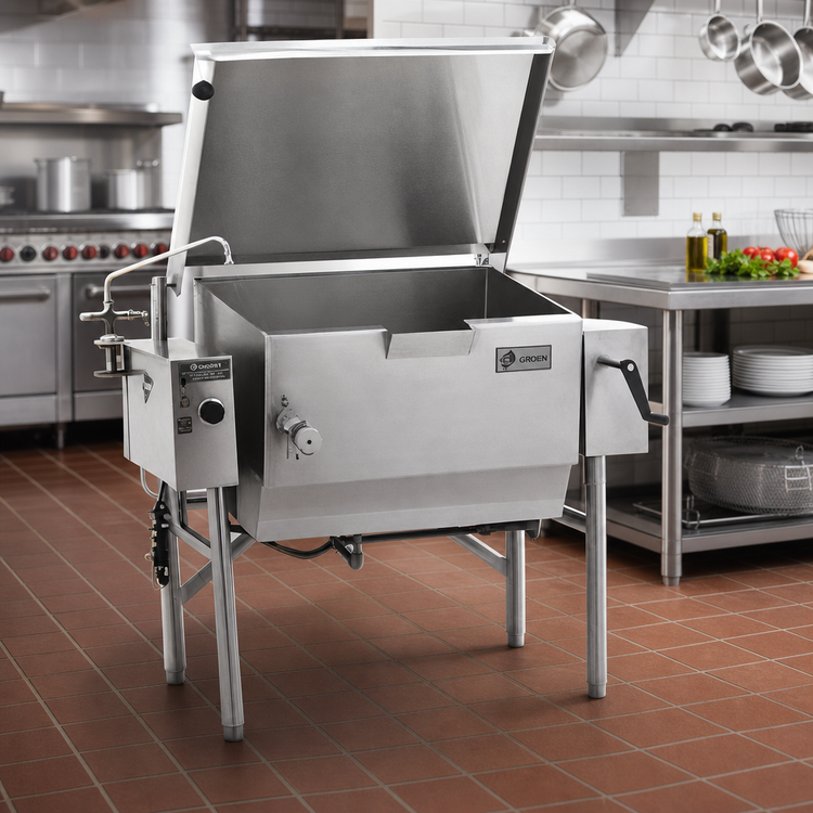 Product image #2 for Classic 23-Gallon Gas Tilting Skillet Braising Pan with Open Frame Base