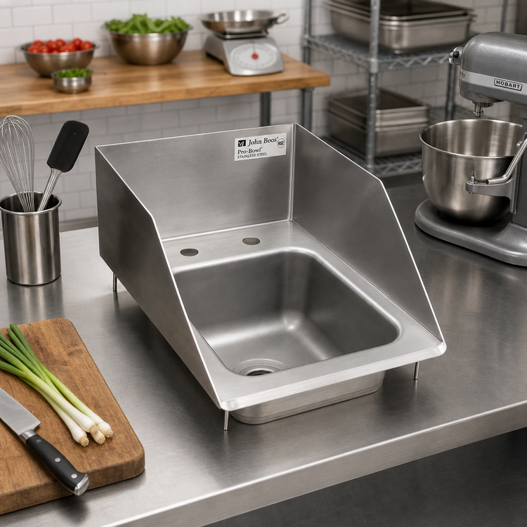 Product image #2 for John Boos Pro-Bowl Single-Compartment Drop-In Stainless Steel Sink with Left and Right Side Splashes