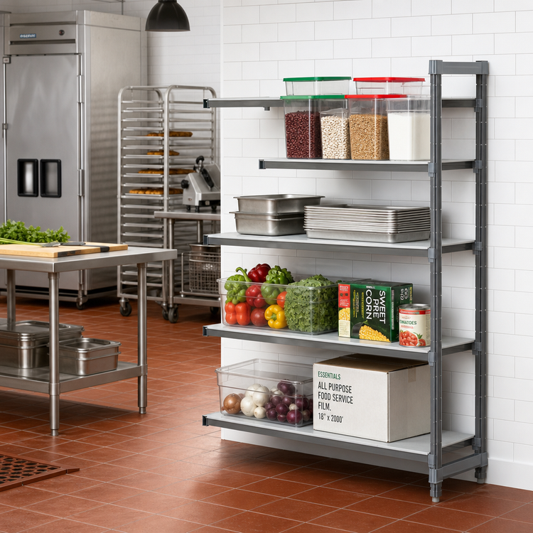 Product image #2 for Cambro Camshelving Basics Plus Solid Add-On Polymer Shelving Unit, 18 x 42 x 72 Inch, 4-Tier