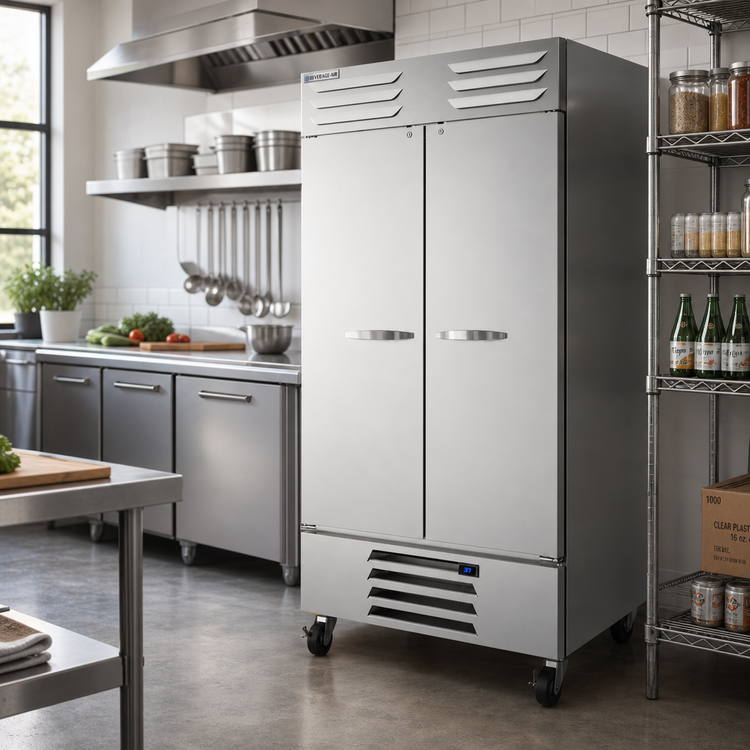 Product image #2 for Beverage Air Vista Series Two-Section Bottom-Mount Reach-In Refrigerator, Solid Doors, 44 Cu. Ft.