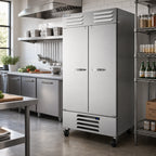 Thumbnail image #2 for Beverage Air Vista® Series RB44HC-1S 44 Cu. Ft. Two-Section Bottom-Mount Reach-In Refrigerator, Solid Stainless Steel Doors