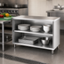 Thumbnail image #2 for Steel Works Stainless 48 Inch Wide x 15 Inch Deep x 36 Inch High 18-Gauge 304 Stainless Steel Open Dish Cabinet with Adjustable Mid-Shelf