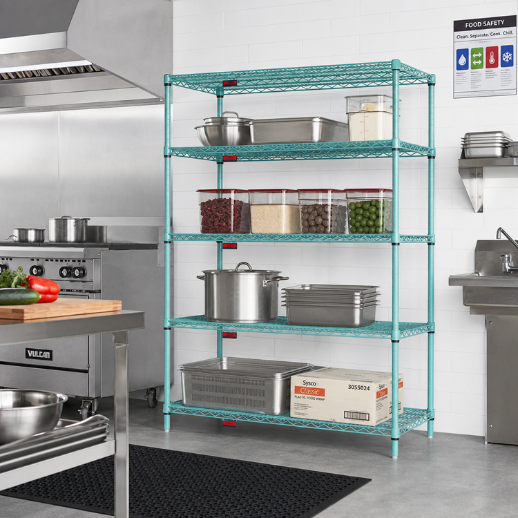 Product image #2 for EagleGard 4-Tier Stationary Wire Shelving Starter Unit, 60 x 18 x 74 Inches, Hybrid Epoxy Finish