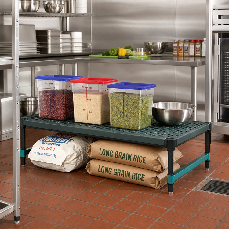 Product image #2 for QuadPlus Stationary Dunnage Rack with Louvered Polypropylene Mat, 48 x 18 x 14 Inches, 1000 lb Capacity