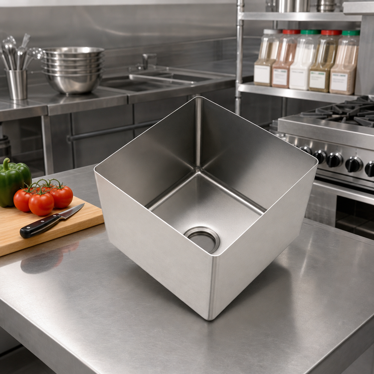 Product image #2 for Eagle Group Seamless Welded-In Fabricated Straight Wall Sink, 1 Compartment, 14 x 16 x 8 Inches, 304 Stainless Steel