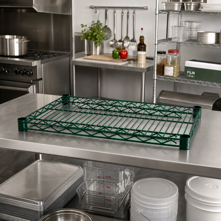 Product image #3 for Advance Tabco Special Value Series 36 Inch x 24 Inch Heavy Duty Green Epoxy Coated Wire Shelf