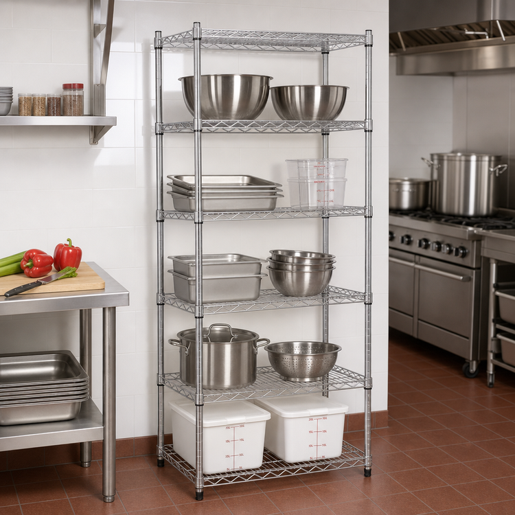 Product image #2 for Eagle Group 5-Tier Starter Wire Shelving Unit, 30 x 24 x 74 Inches, Stainless Steel Finish