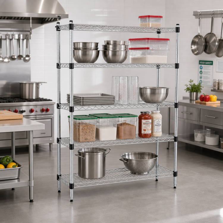 Product image #2 for EagleGard Quad-Adjust 4-Tier Stationary Wire Shelving Starter Unit, 60"W x 18"D x 74"H