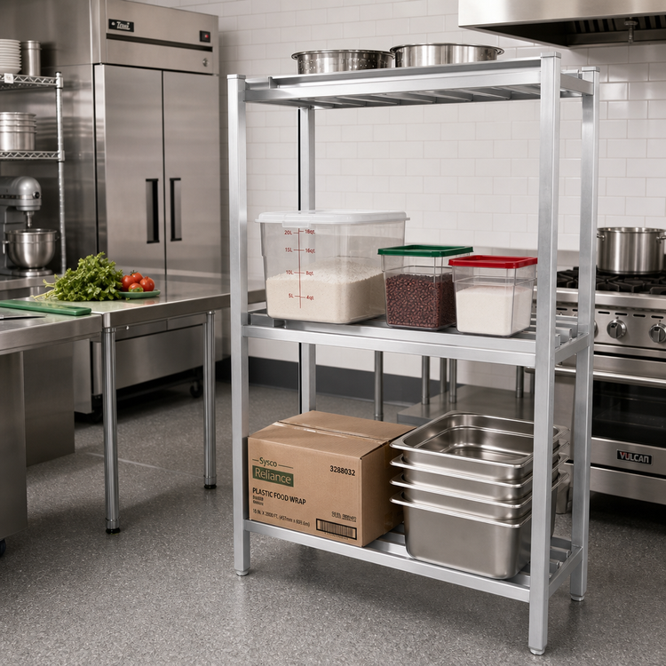 Product image #2 for Lifetime Tough 3-Shelf Channel-Style Aluminum Dunnage Shelving, 48W x 20D x 64H