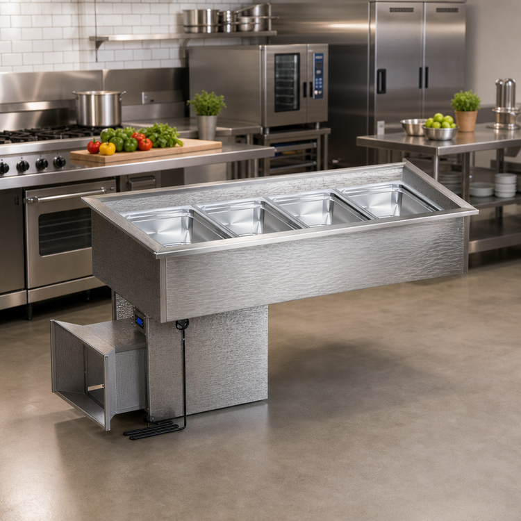 Product image #2 for Randell Drop-In Self-Contained Refrigerated Cold Pan, 4 Full-Size Pan Capacity, 56-1/4 Inch Wide