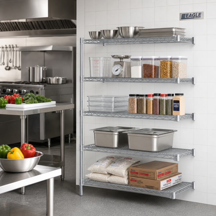 Product image #2 for Eagle Group 30 x 18 x 86 Inch 5-Tier Chrome-Plated Add-On Wire Shelving Unit with QuadTruss Design