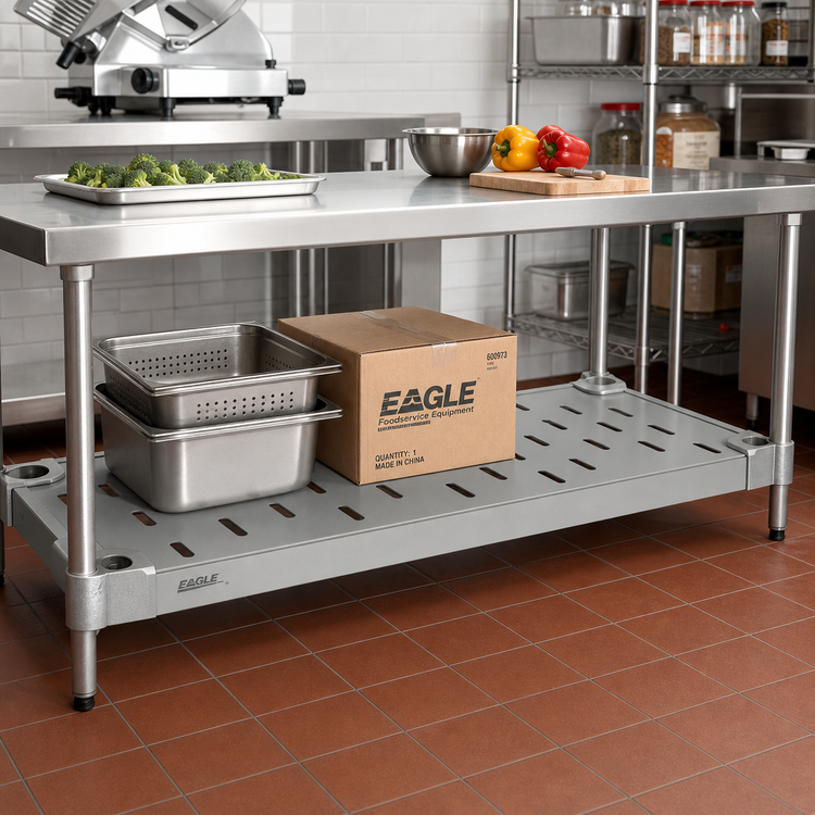 Product image #3 for Eagle Group Quik-Set 60" x 18" Louvered Solid Shelf, 16-Gauge Galvanized Steel, Gray Epoxy Finish