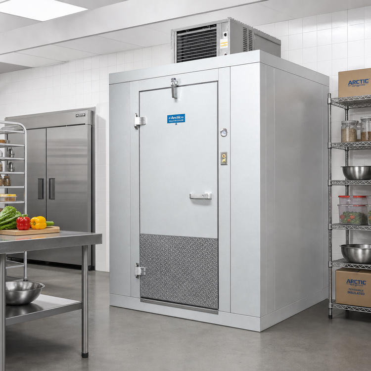 Product image #2 for Arctic Industries 6' x 6' Indoor Floorless Walk-In Cooler with Remote Pre-Assembled Refrigeration, 7'4" High