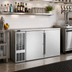 Thumbnail image #2 for 60-Inch Two-Section Self-Contained Back Bar Refrigerator with Stainless Steel Exterior and Solid Hinged Doors