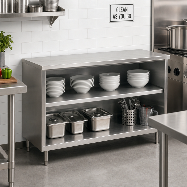 Product image #2 for Spec-Master Open Front Plate Cabinet, 48 x 18 Inches, Stainless Steel