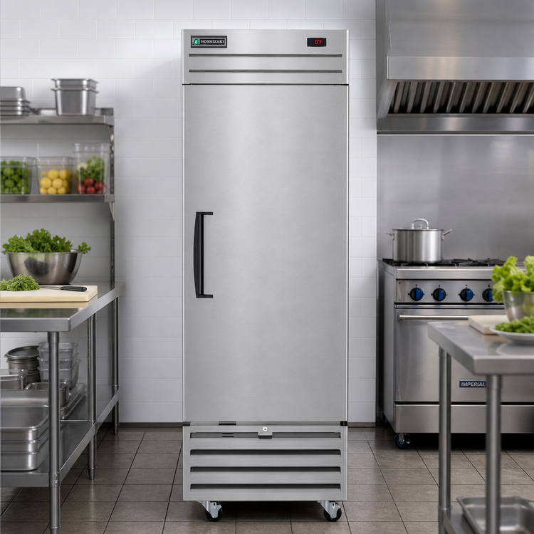 Product image #2 for Hoshizaki Economy Series One-Section Reach-In Freezer, 17.74 Cu. Ft., Bottom-Mounted Self-Contained Refrigeration, Solid Right-Hinged Door