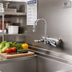 Thumbnail image #2 for T&S Brass Wall Mount Workboard Faucet with 5 3/4-Inch Swivel Gooseneck Spout, 8-Inch Centers