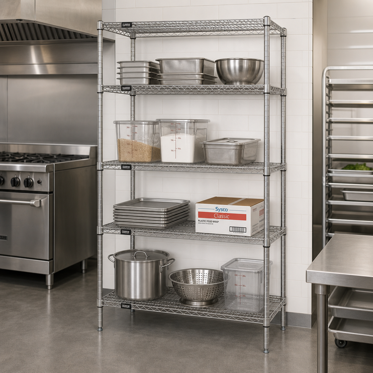 Product image #2 for Quantum 36 Inches W x 30 Inches D x 74 Inches H 4-Shelf Wire Shelving Starter Kit, 304 Stainless Steel