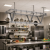 Thumbnail image #2 for Eagle Group Ceiling-Mounted Triple-Bar Aluminum Pot Rack with 21 Hooks, 76 x 20 x 18 Inches