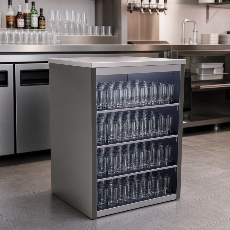 Product image #2 for Glastender BGS-24 Open Front Back Bar Glass Storage Cabinet, 24"W x 24-1/8"D