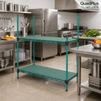 Thumbnail image #2 for Eagle Group QuadPlus QPF-QA1854E-GS-X 54 x 18 Inch Solid Green Polymer Shelf Mat with Antimicrobial Protection and Quad-Adjust Wire Frame Case of 2