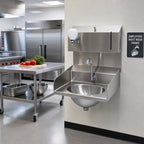 Thumbnail image #2 for Eagle Group HSA-10-FDPE-LRS Wall-Mounted Stainless Steel Hand Sink with Touch-Free Electronic Faucet, Soap and Paper Towel Dispensers, Side Splashes