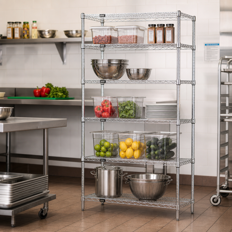 Product image #2 for Quantum 36-Inch x 14-Inch x 54-Inch Chrome-Plated Wire Shelving Starter Kit with 5 Shelves and 4 Posts