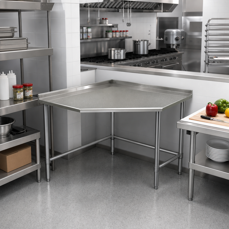 Product image #2 for Eagle Deluxe Series 30" x 30" Stainless Steel Corner Work Table with Rear Up-Turn