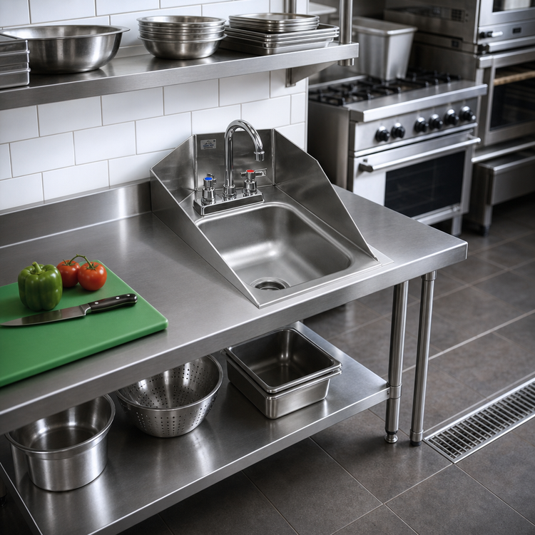 Product image #2 for Advance Tabco DI-1-10SP Drop-In Single-Compartment Stainless Steel Sink with Faucet and Drain