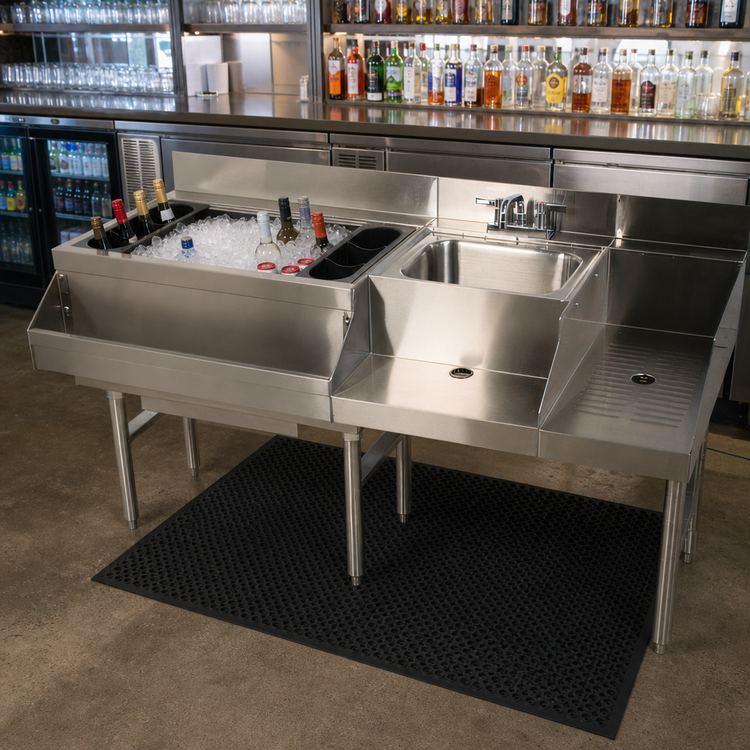 Product image #2 for Advance Tabco Underbar Basics Uni-Serv 60-Inch Speed Bar with Left Ice Bin and Recessed Dump Sink