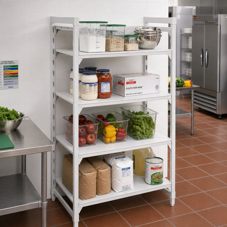 Product image #3 for Cambro Camshelving Premium 4-Shelf Solid Stationary Starter Unit, 21-Inch Deep x 42-Inch Long x 72-Inch High, Speckled Gray