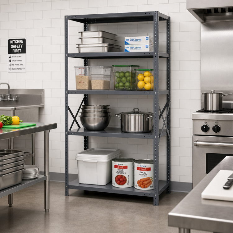 Product image #2 for IRONMAN 4-Shelf Open Stationary Steel Shelving Unit, 12 x 36 x 75 Inches
