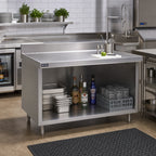 Thumbnail image #2 for Eagle Group Spec-Master UOB2460SEM 60 x 24 Inch Stainless Steel Underbar Work Table with Open Front Cabinet Base, Marine Edge, 1-1/2-Inch Rear Up-Turn
