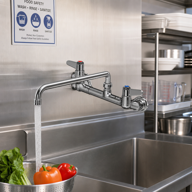 Product image #2 for Equip 8-Inch Center Wall-Mount Mixing Faucet with 16-Inch Swivel Nozzle