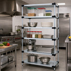 Thumbnail image #2 for Quantum WR86-2136SG-5 Stationary Solid Shelving Starter Unit, 5 Shelves, Galvanized Steel, 36"W x 21"D x 86"H