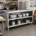 Thumbnail image #3 for John Boos Open Front Stainless Steel Dish Cabinet with Mid-Shelf and Stallion Safety Edge, 60 x 15 x 35 Inches
